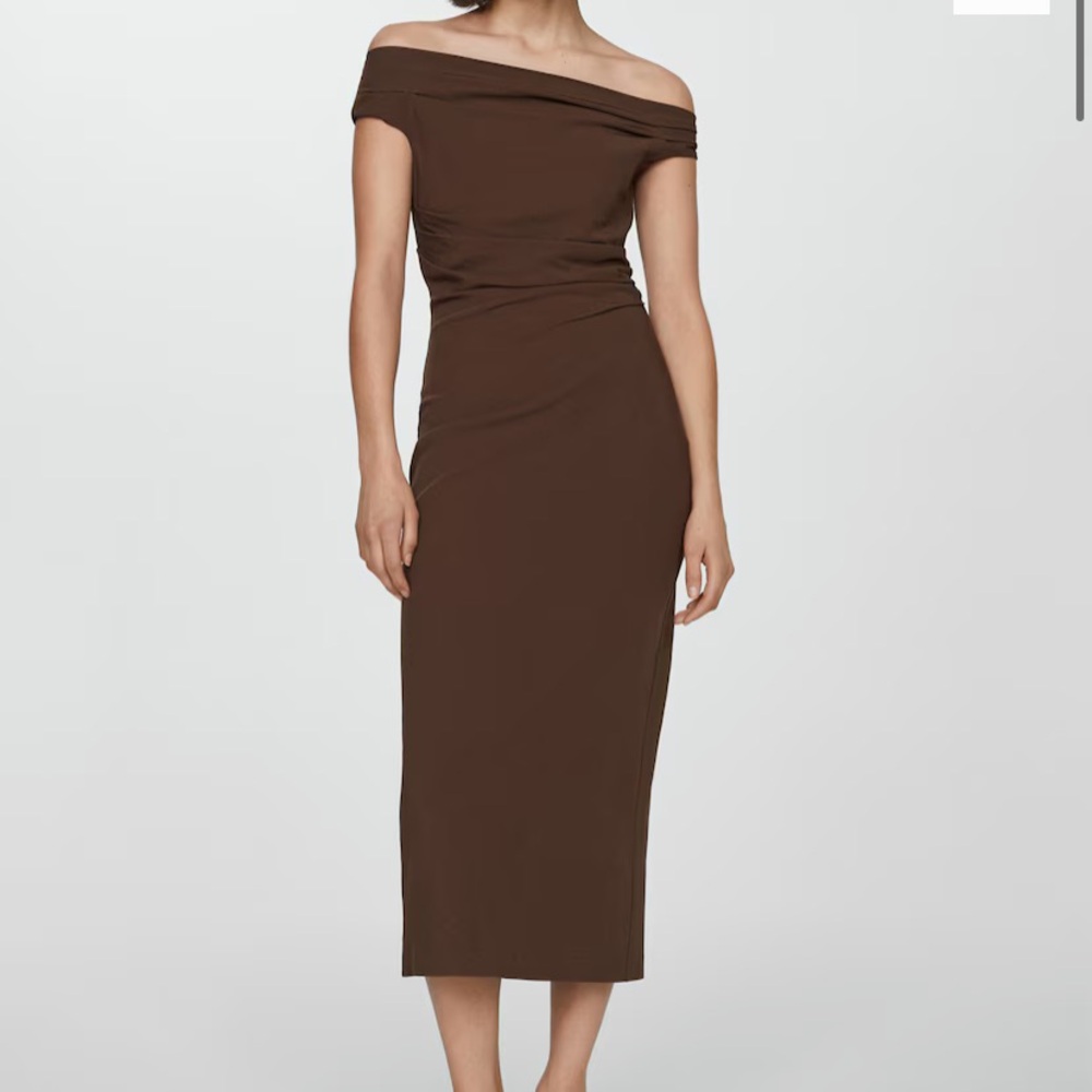 MANGO brown draped dress